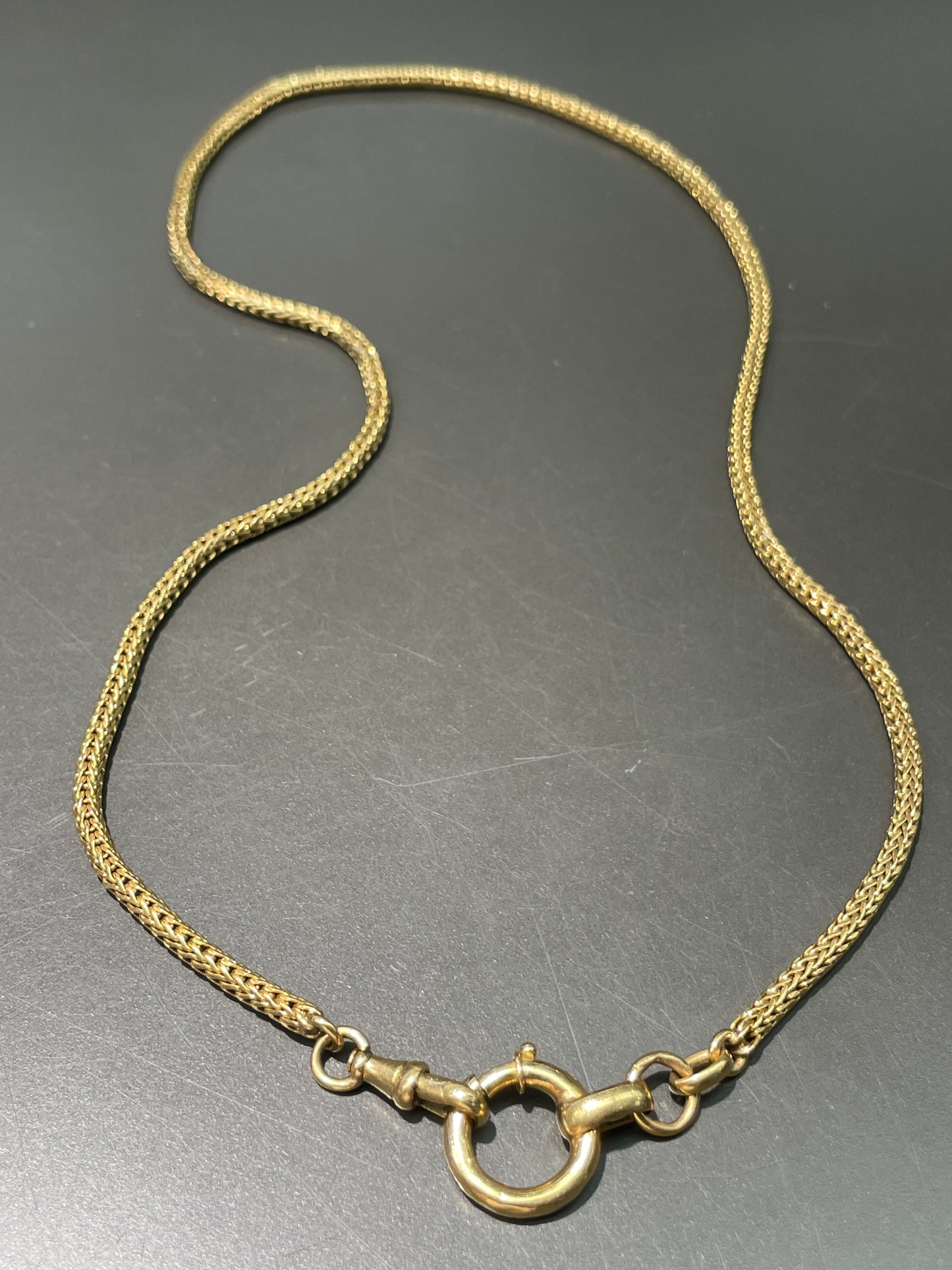 Vintage Portuguese 19K Gold Foxtail Watch Chain Necklace