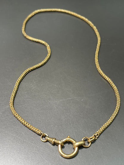 Vintage Portuguese 19K Gold Foxtail Watch Chain Necklace