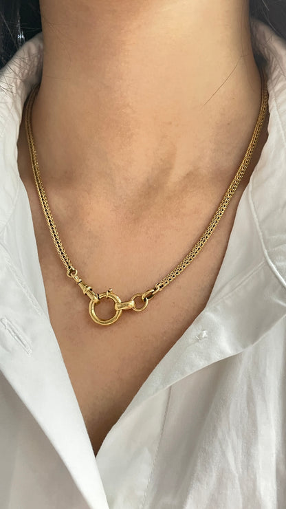 Vintage Portuguese 19K Gold Foxtail Watch Chain Necklace