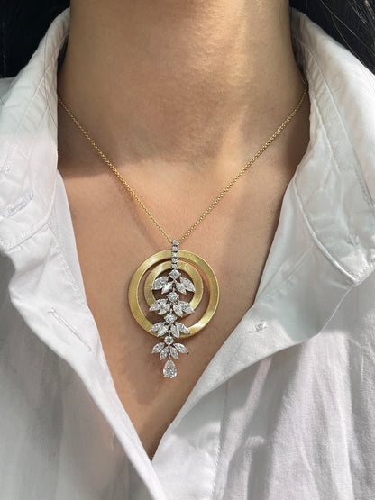 Marco Bicego 18K Gold Masai Circle Wire Diamond Drop Pendant Necklace