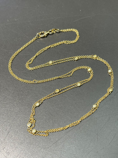 18K Yellow Gold 0.50 CTW Diamond Double Strand Necklace 16.0 inch