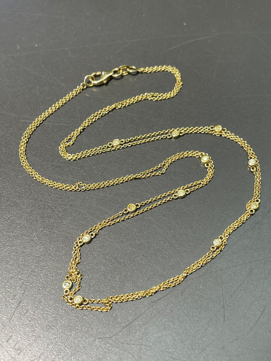 18K Yellow Gold 0.50 CTW Diamond Double Strand Necklace 16.0 inch