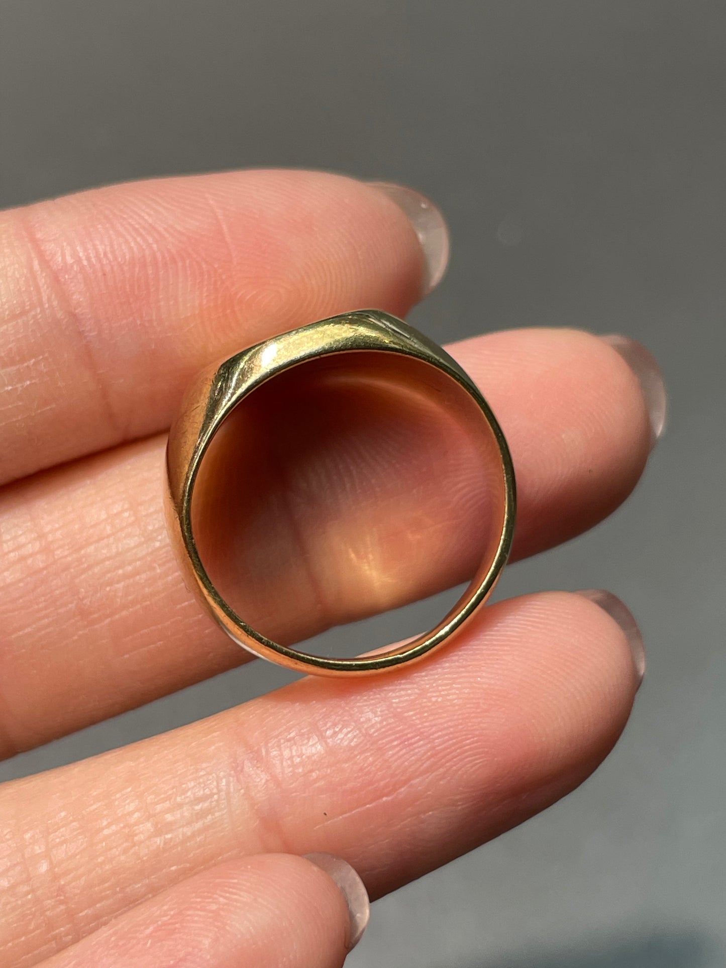 Vintage 14K Yellow Gold Shield Wing Intaglio Signet Ring