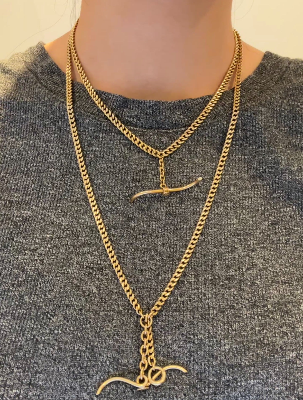 Vintage 14K Yellow Gold 4.0 mm Albert Watch Chain Necklace 23.25 inch