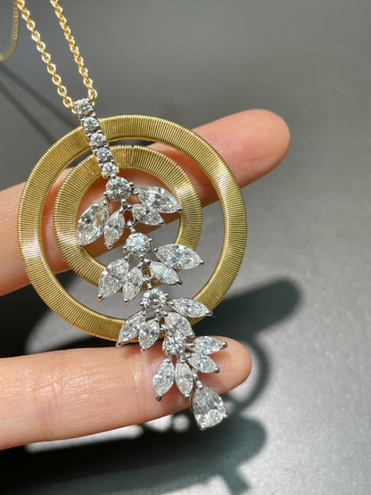 Marco Bicego 18K Gold Masai Circle Wire Diamond Drop Pendant Necklace