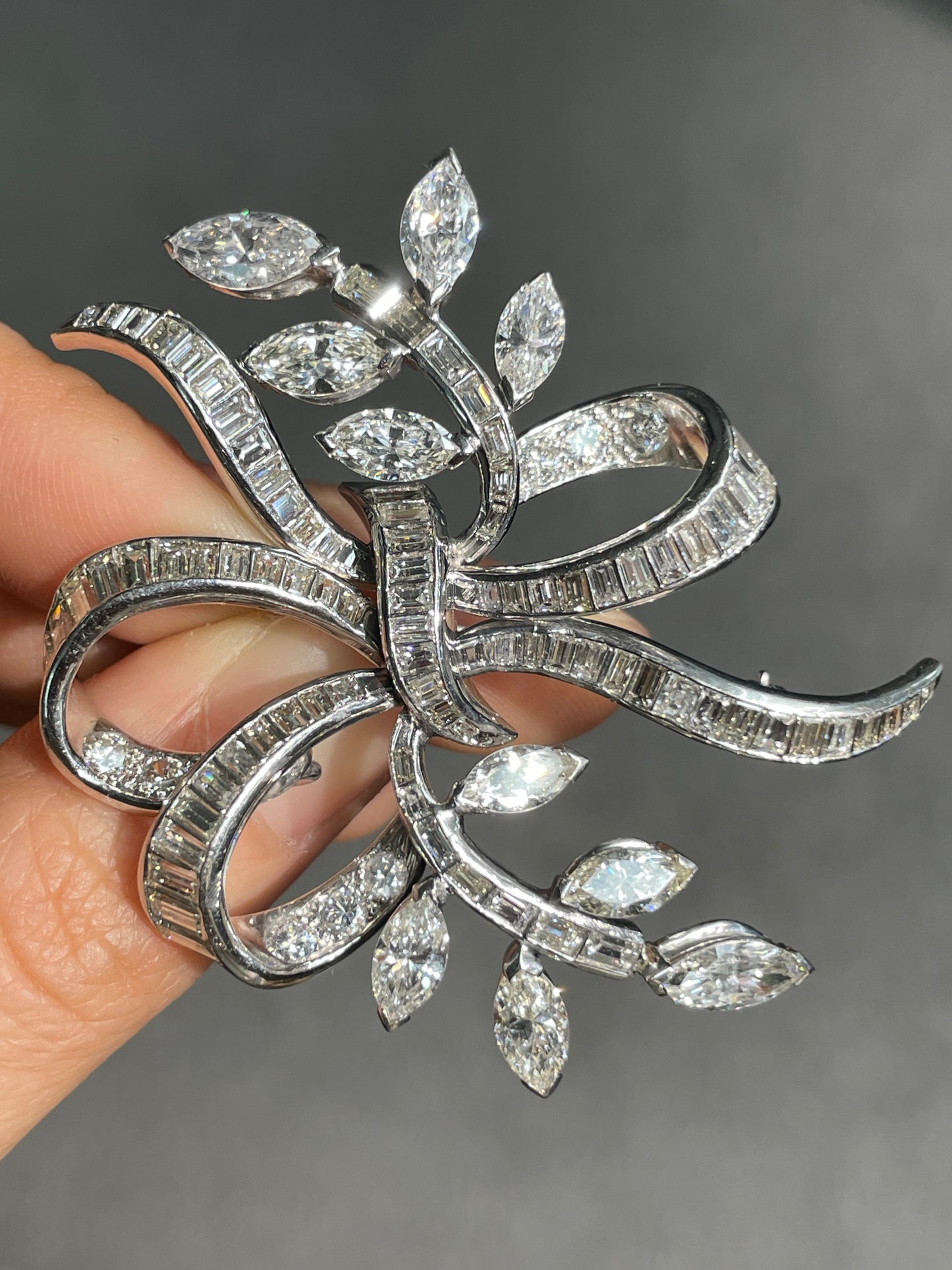 Mid-Century Platinum 9.18 CTW Diamond Spray Pendant Brooch