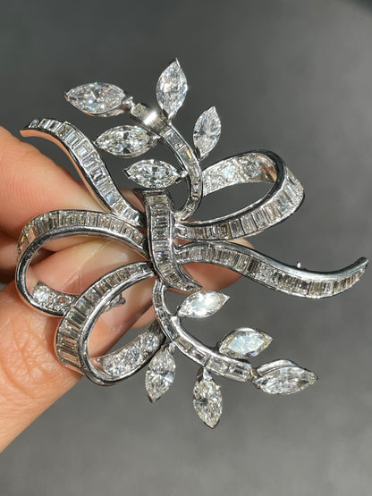 Mid-Century Platinum 9.18 CTW Diamond Spray Pendant Brooch