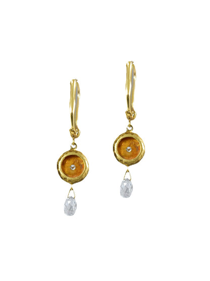 14K Gold 1.28 CTW Briolette Diamond Drop Earrings