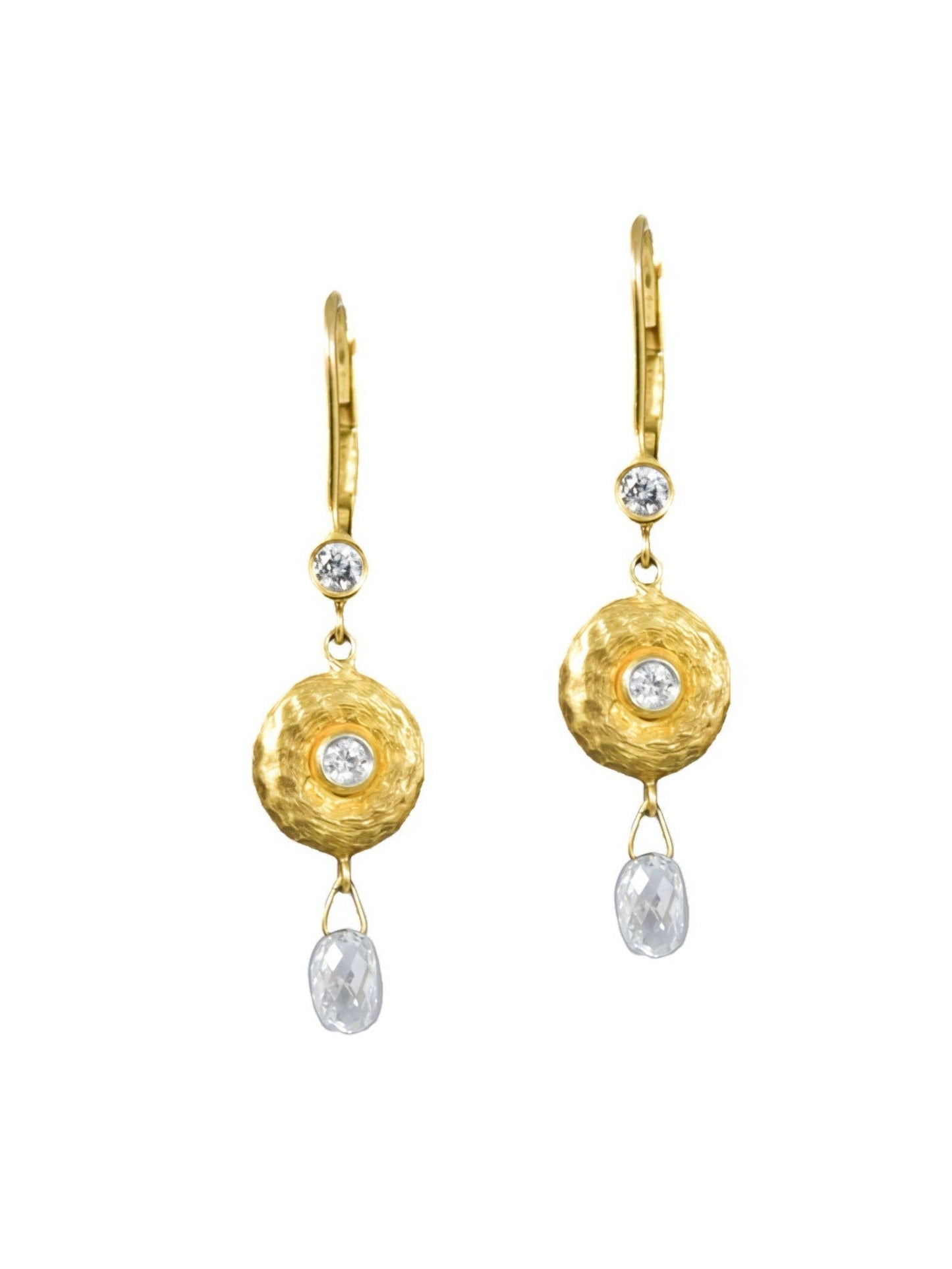 14K Gold 1.28 CTW Briolette Diamond Drop Earrings