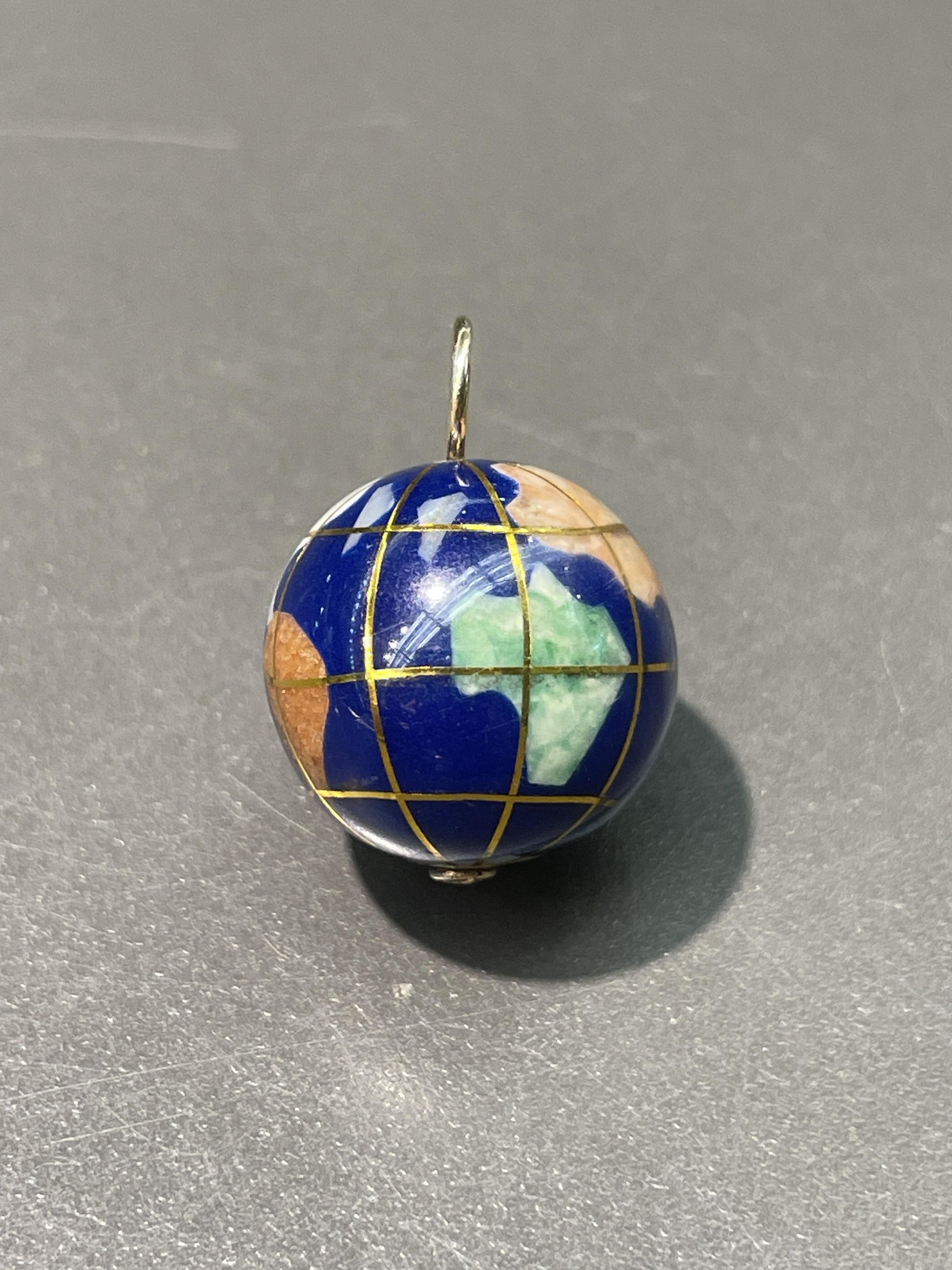 Vintage 14K Gold Hard-Stone Globe Charm
