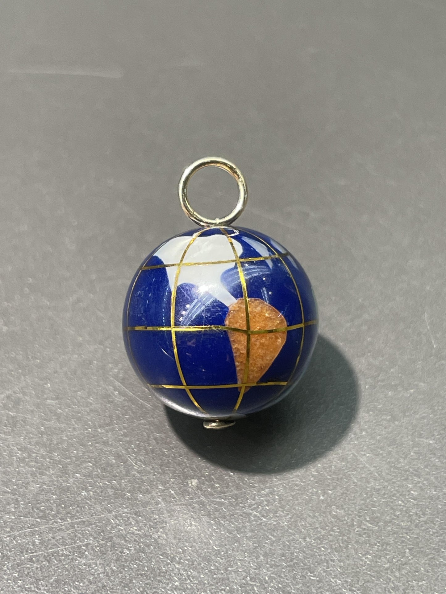 Vintage 14K Gold Hard-Stone Globe Charm