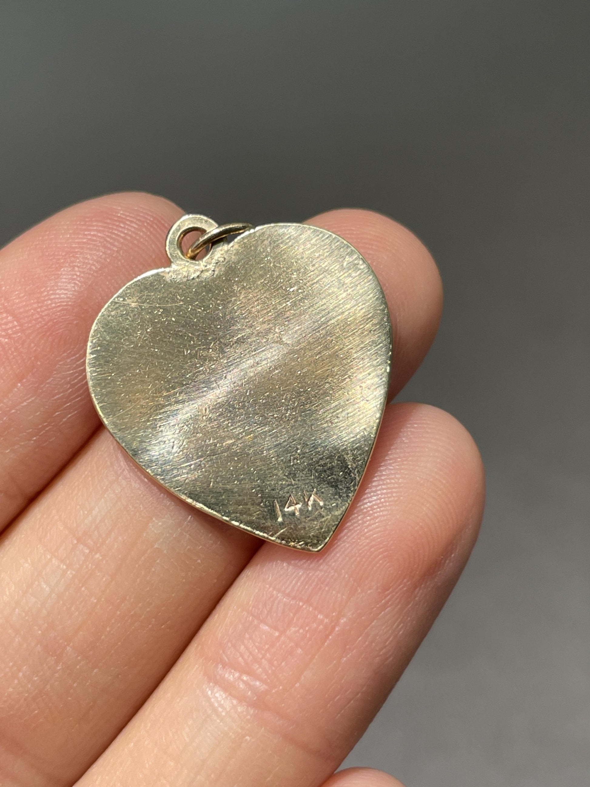 Vintage 14K Gold Engine Turned Heart Charm