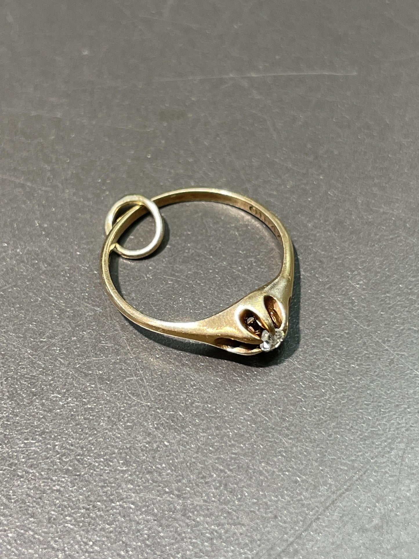 Vintage 14K Gold Solitaire Engagement Ring Charm
