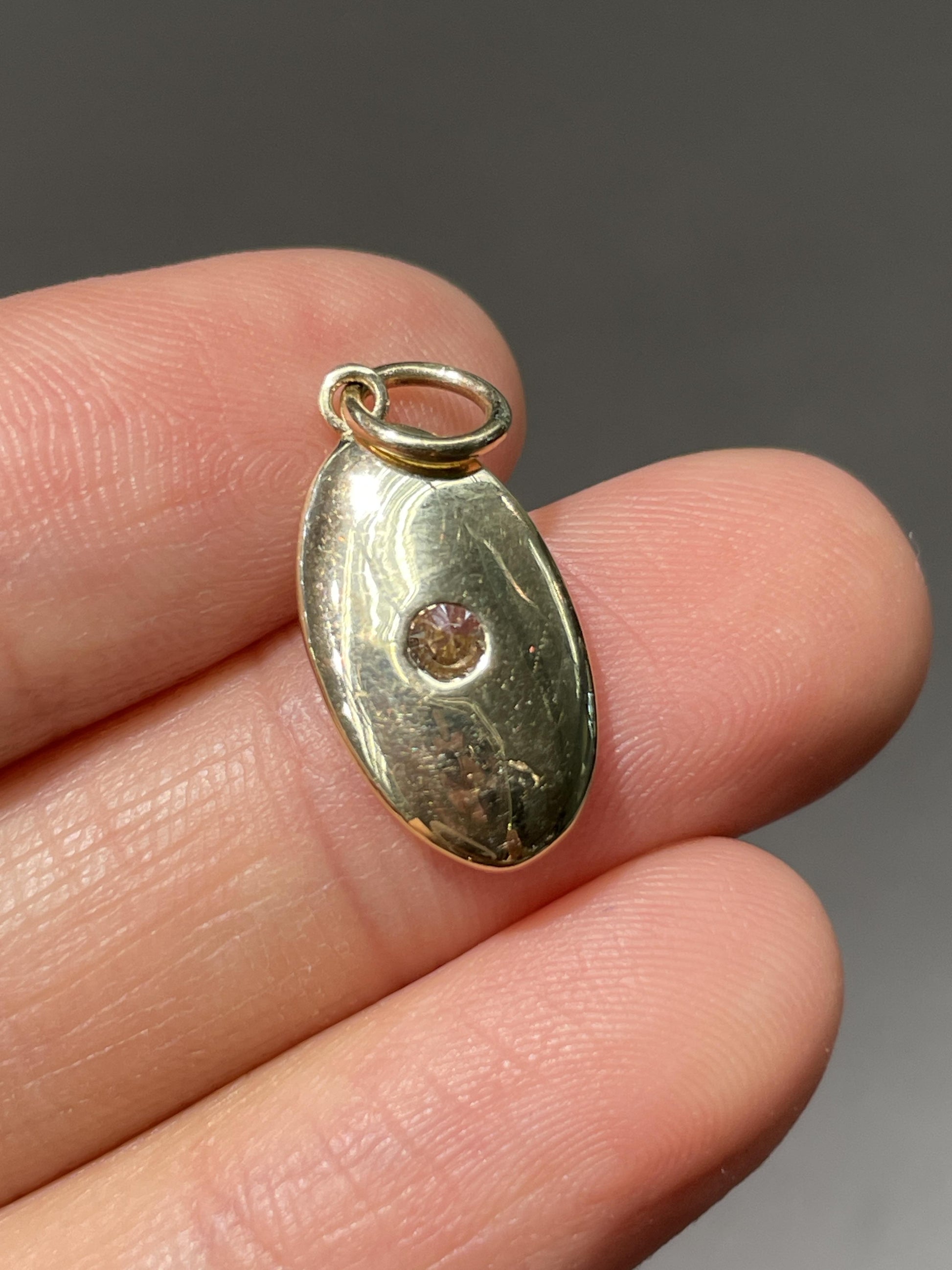 14K Gold 0.50 CTW Diamond Bezel Oval Charm