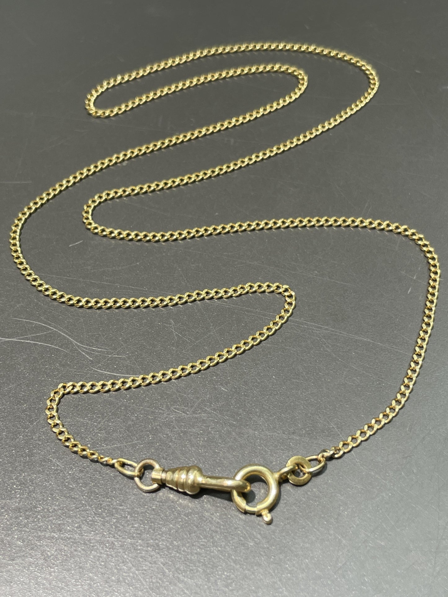 Vintage 18K Gold 2.5 mm Curblink Watch Chain Necklace