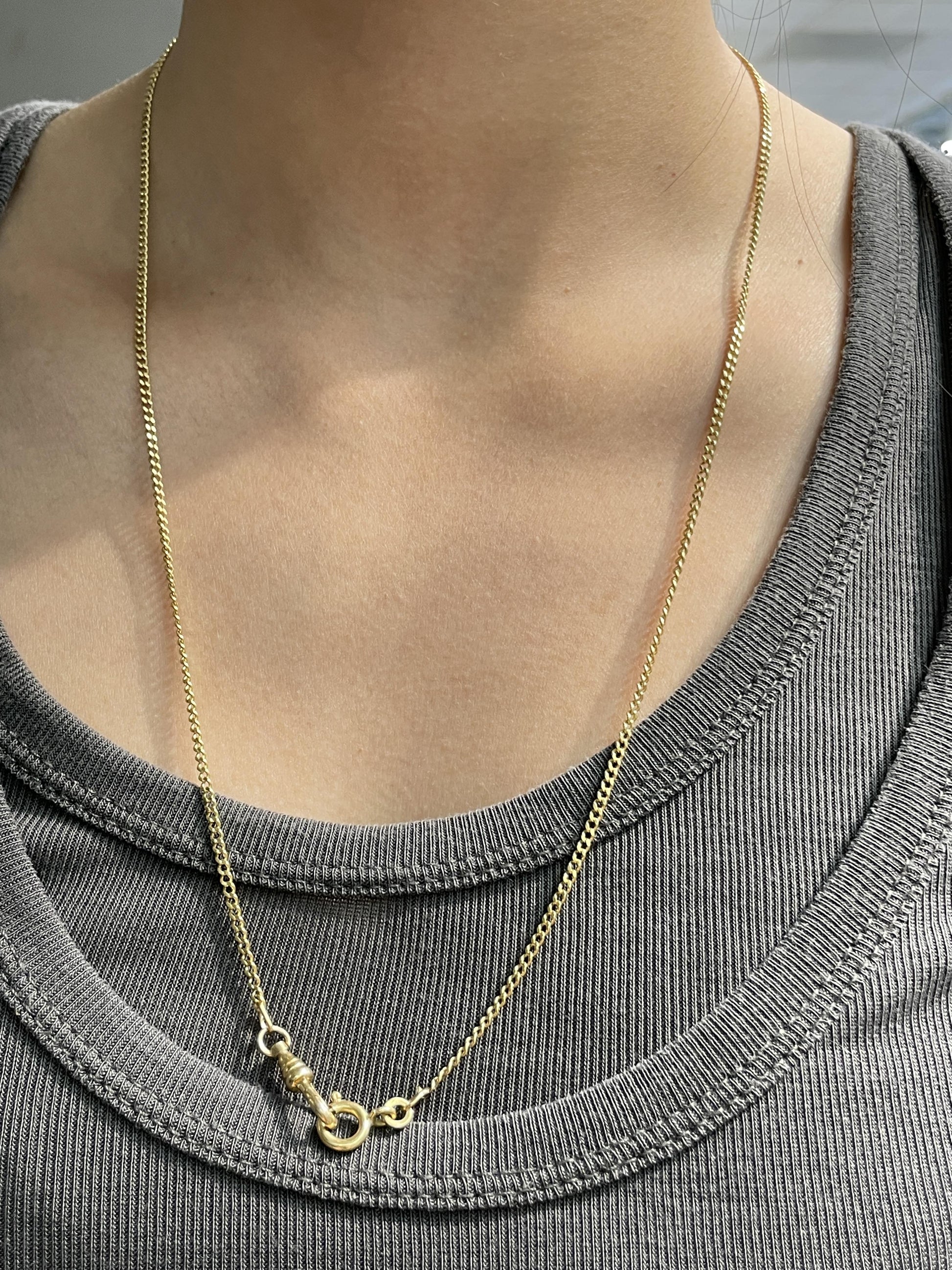Vintage 18K Gold 2.5 mm Curblink Watch Chain Necklace