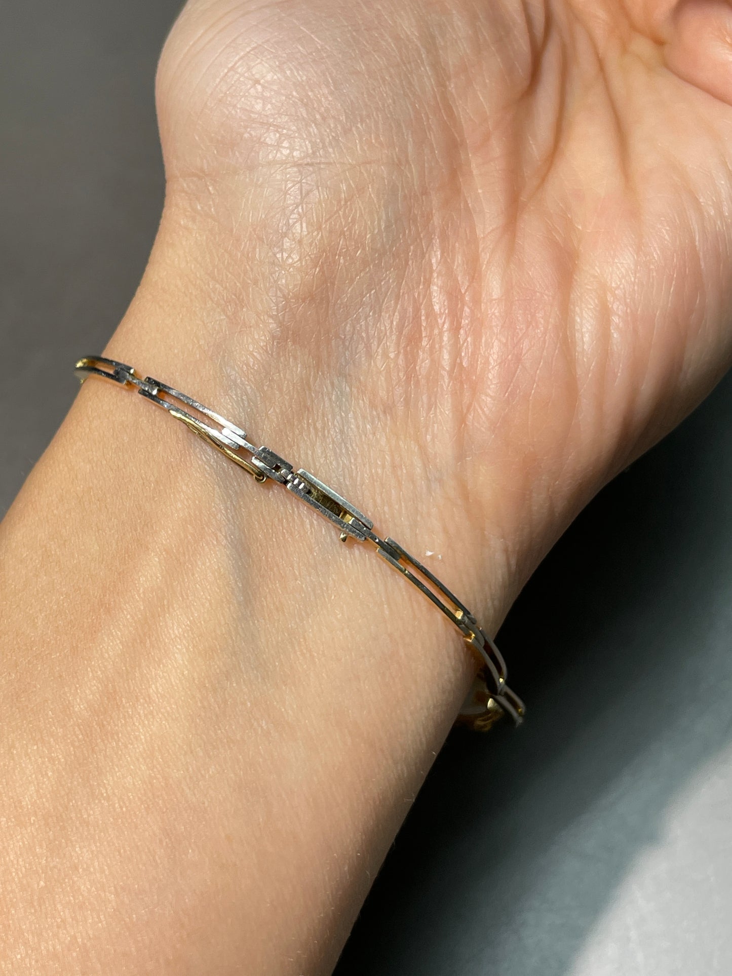 Antique French 18K Gold Topped Platinum Diamond Camphor Glass Bracelet