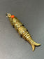Vintage 18K Yellow Gold Large Coral Articulated Fish Pendant Charm