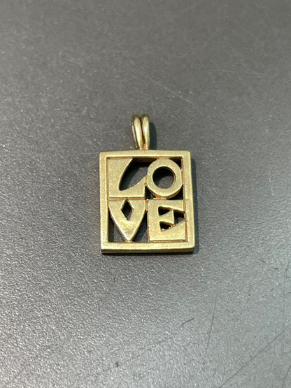 Vintage 14K Yellow Gold LOVE Charm Pendant