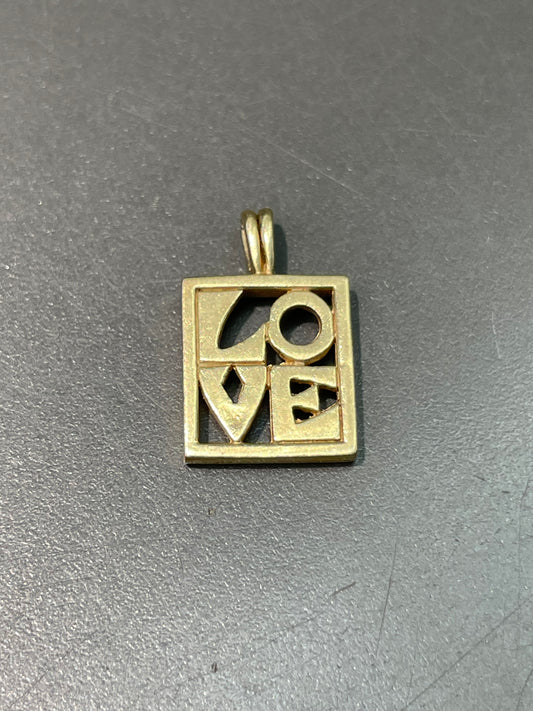 Vintage 14K Yellow Gold LOVE Charm Pendant
