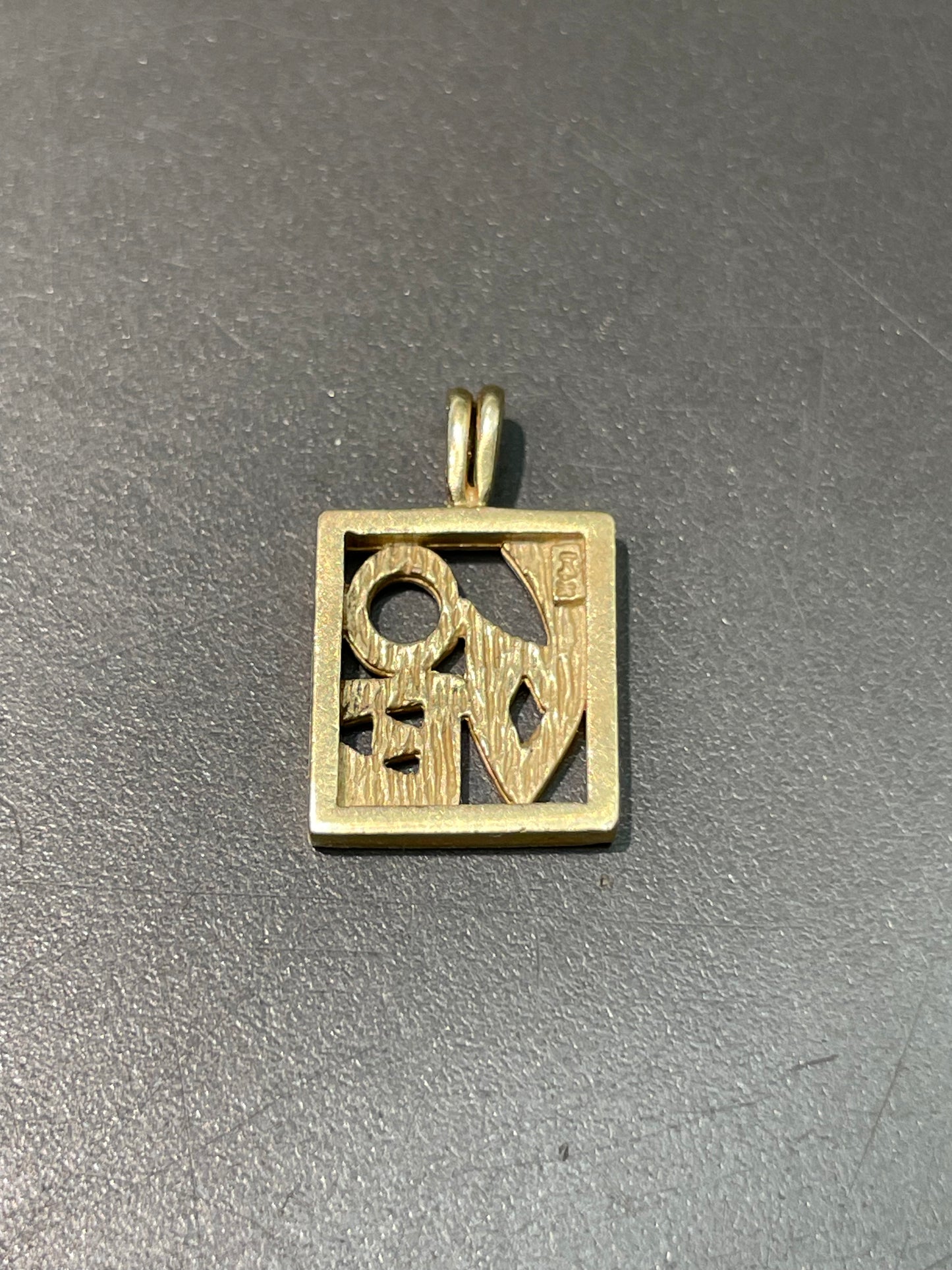 Vintage 14K Yellow Gold LOVE Charm Pendant