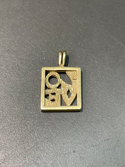 Vintage 14K Yellow Gold LOVE Charm Pendant