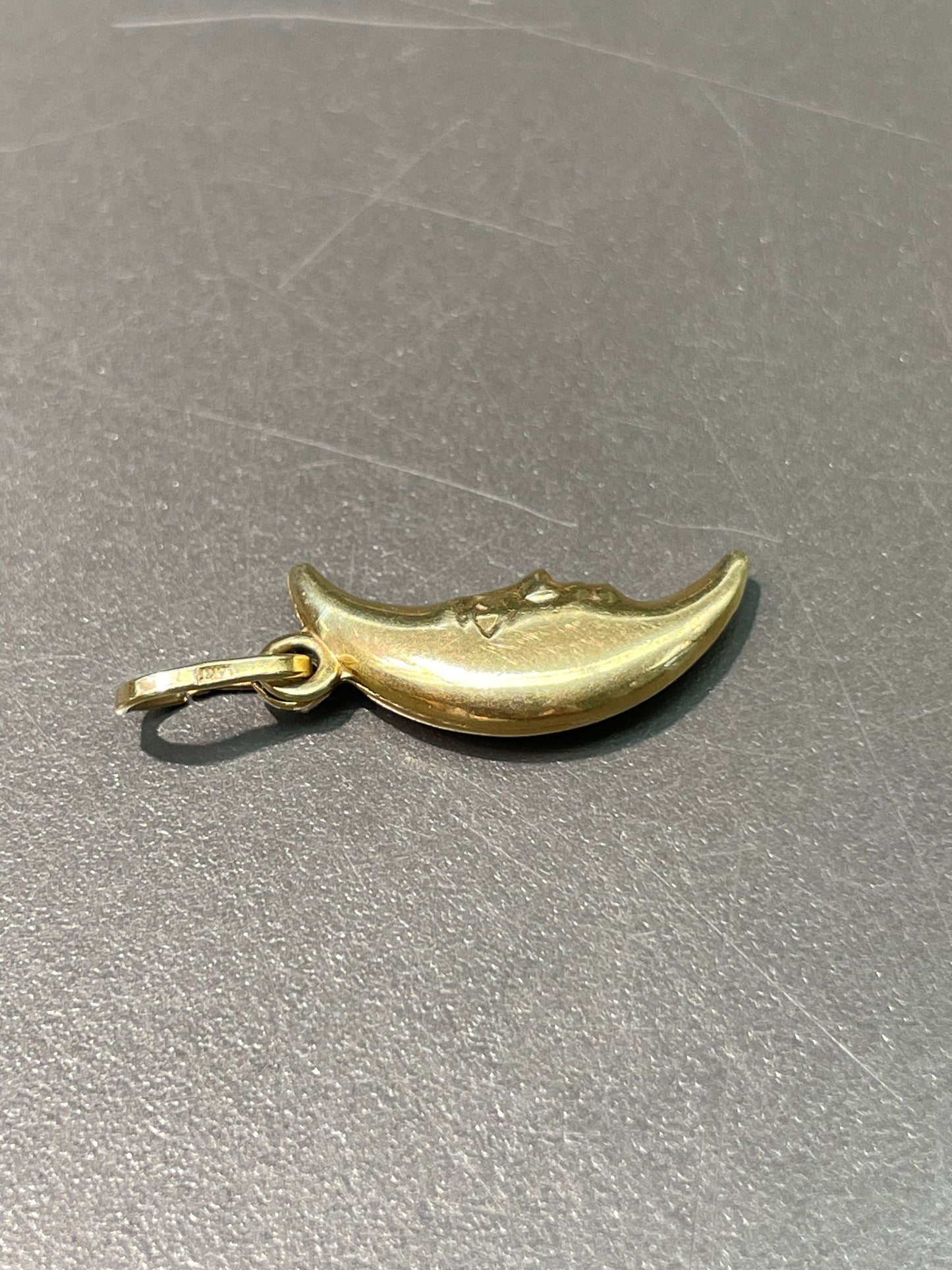 Vintage 14K Yellow Gold Crescent Man Charm Pendant