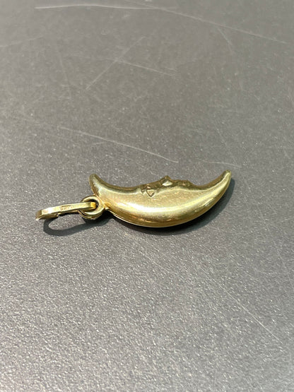 Vintage 14K Yellow Gold Crescent Man Charm Pendant