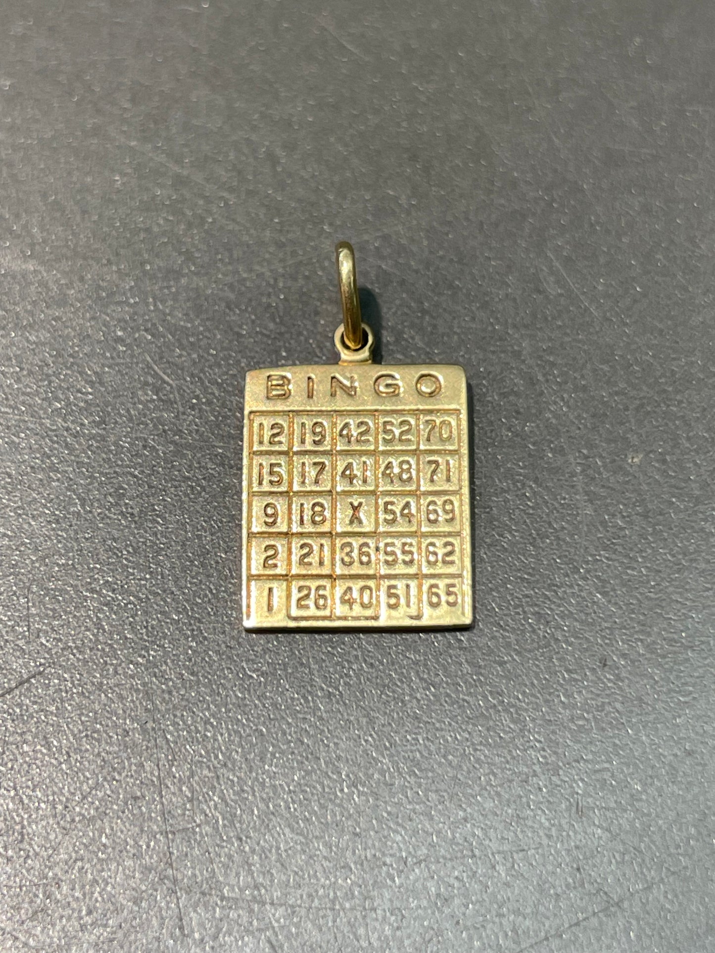 Vintage 14K Yellow Gold Bingo Board Game Charm Pendant