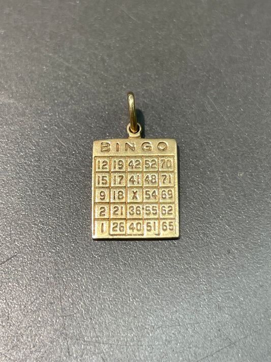 Vintage 14K Yellow Gold Bingo Board Game Charm Pendant