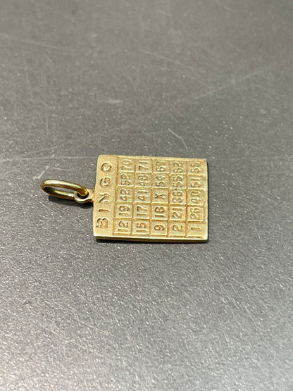 Vintage 14K Yellow Gold Bingo Board Game Charm Pendant