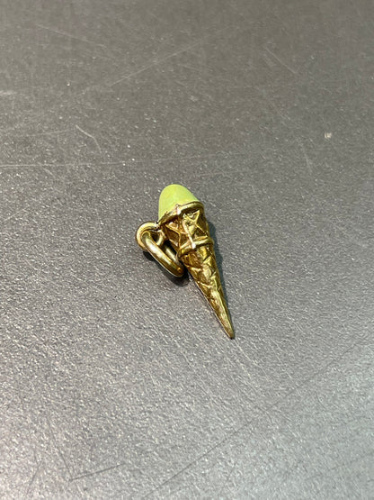 Vintage 14K Yellow Gold Enamel Ice Cream Cone Charm Pendant