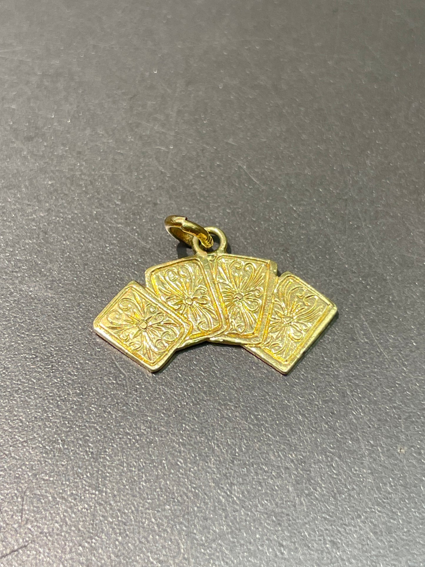 Vintage 14K Yellow Gold Enamel Motif Playing Card Charm Pendant