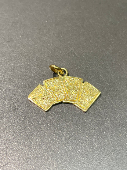 Vintage 14K Yellow Gold Enamel Motif Playing Card Charm Pendant