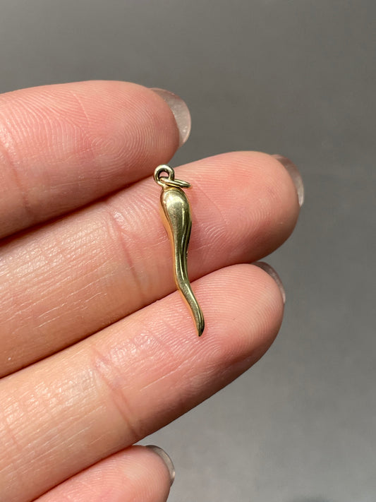 Vintage 14K Yellow Gold Horn Charm Pendant