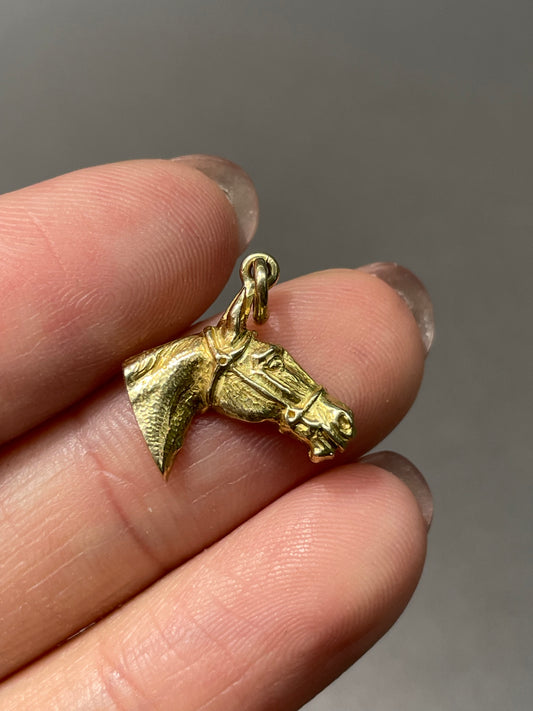 Vintage 14K Yellow Gold Horse Charm Pendant