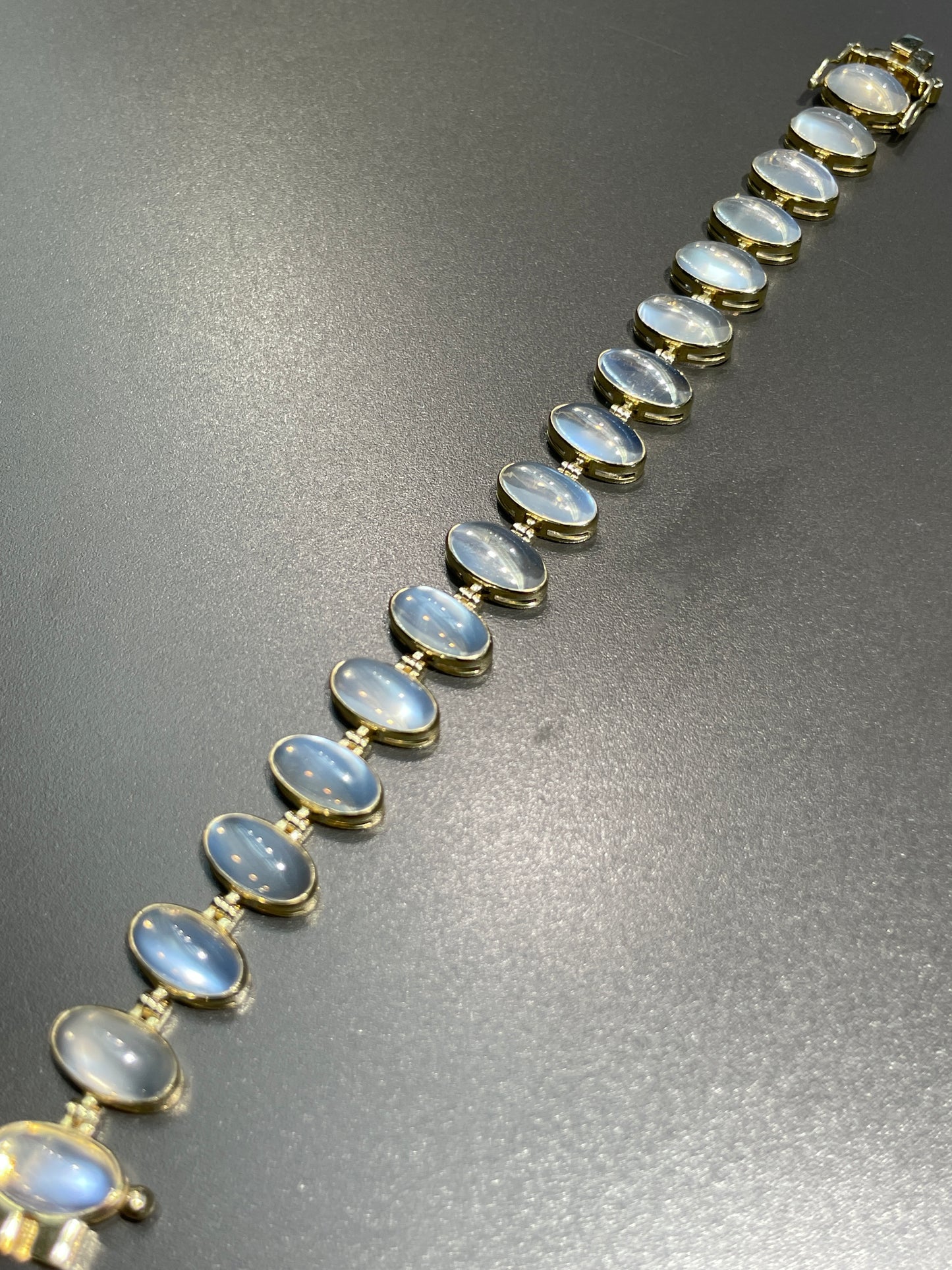 14K Gold Ceylon Moonstone Bezel Bracelet