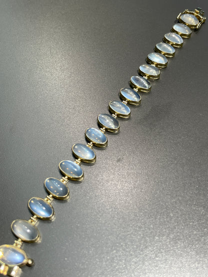14K Gold Ceylon Moonstone Bezel Bracelet