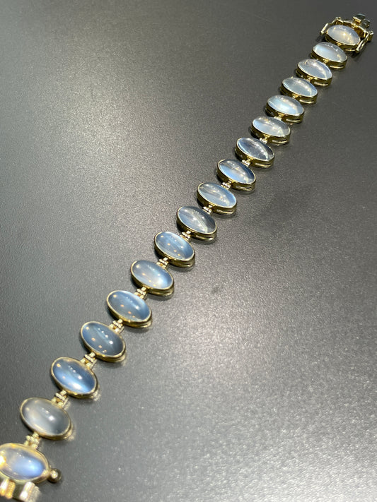 14K Gold Ceylon Moonstone Bezel Bracelet