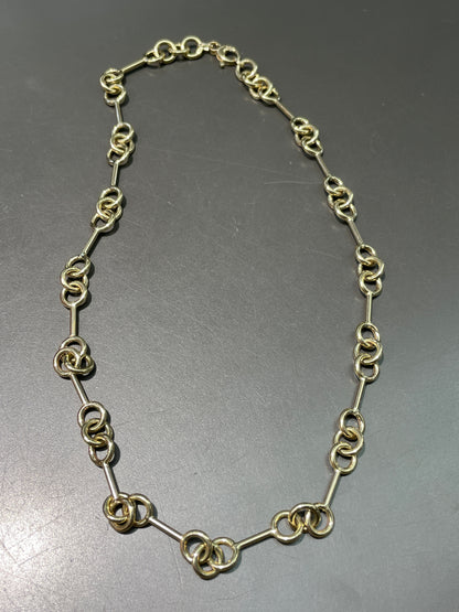 14K Gold Circle Bar Link Chain Necklace