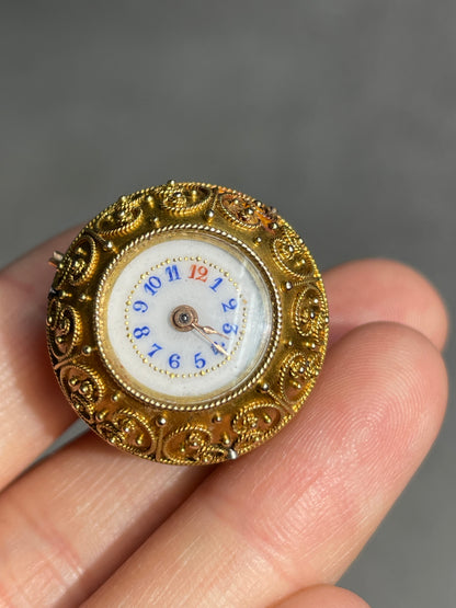 Victorian Etruscan 14K Gold Orb Pocket Watch