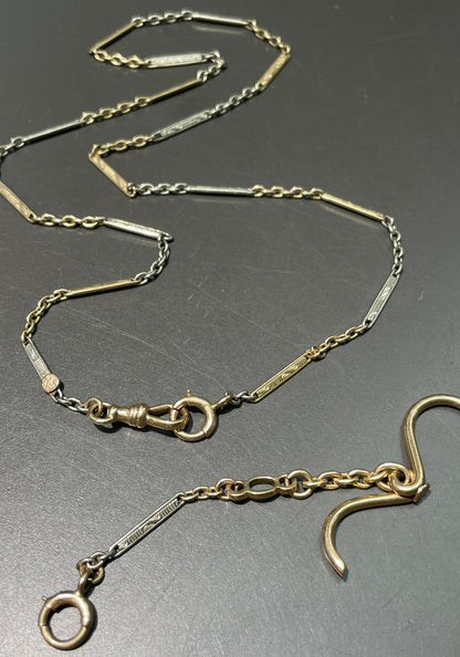 Vintage 14K Gold Two-Tone Albert Watch Chain Necklace
