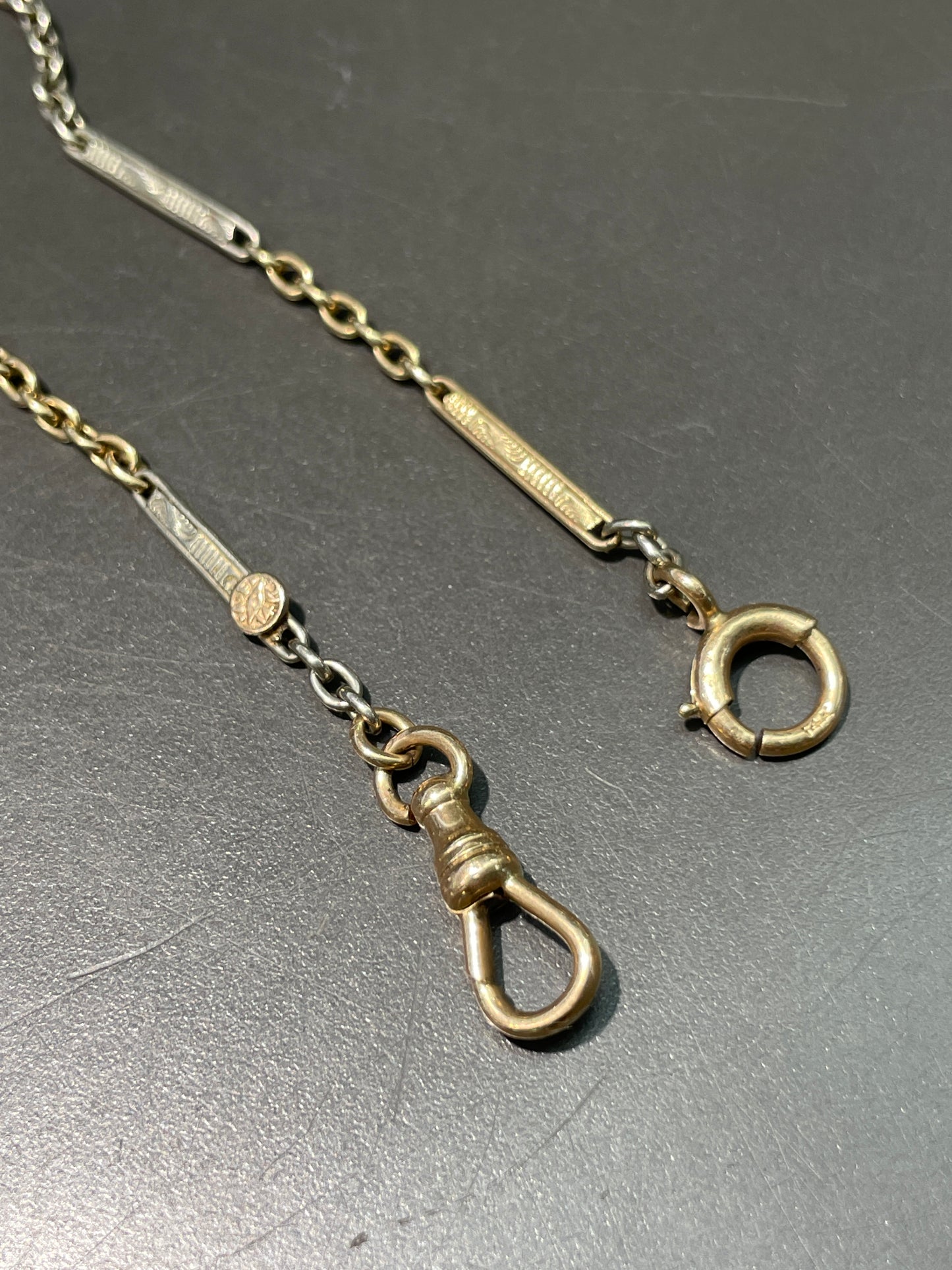 Vintage 14K Gold Two-Tone Albert Watch Chain Necklace