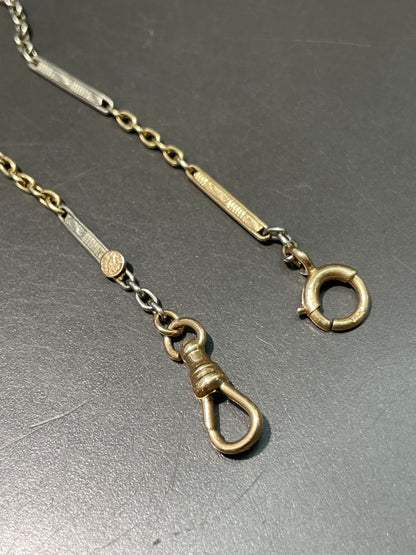 Vintage 14K Gold Two-Tone Albert Watch Chain Necklace
