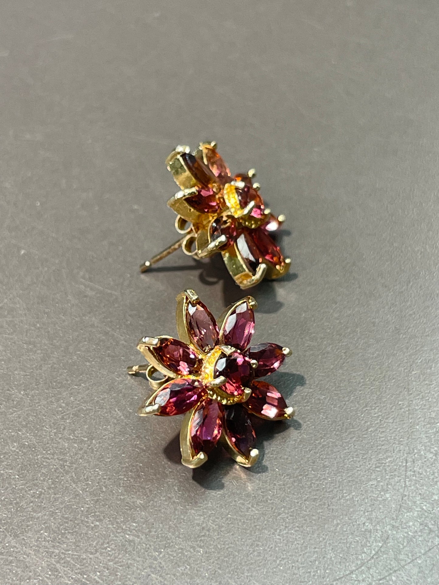 14K Yellow Gold 3.24 CTW Tourmaline Flower Cluster Earring