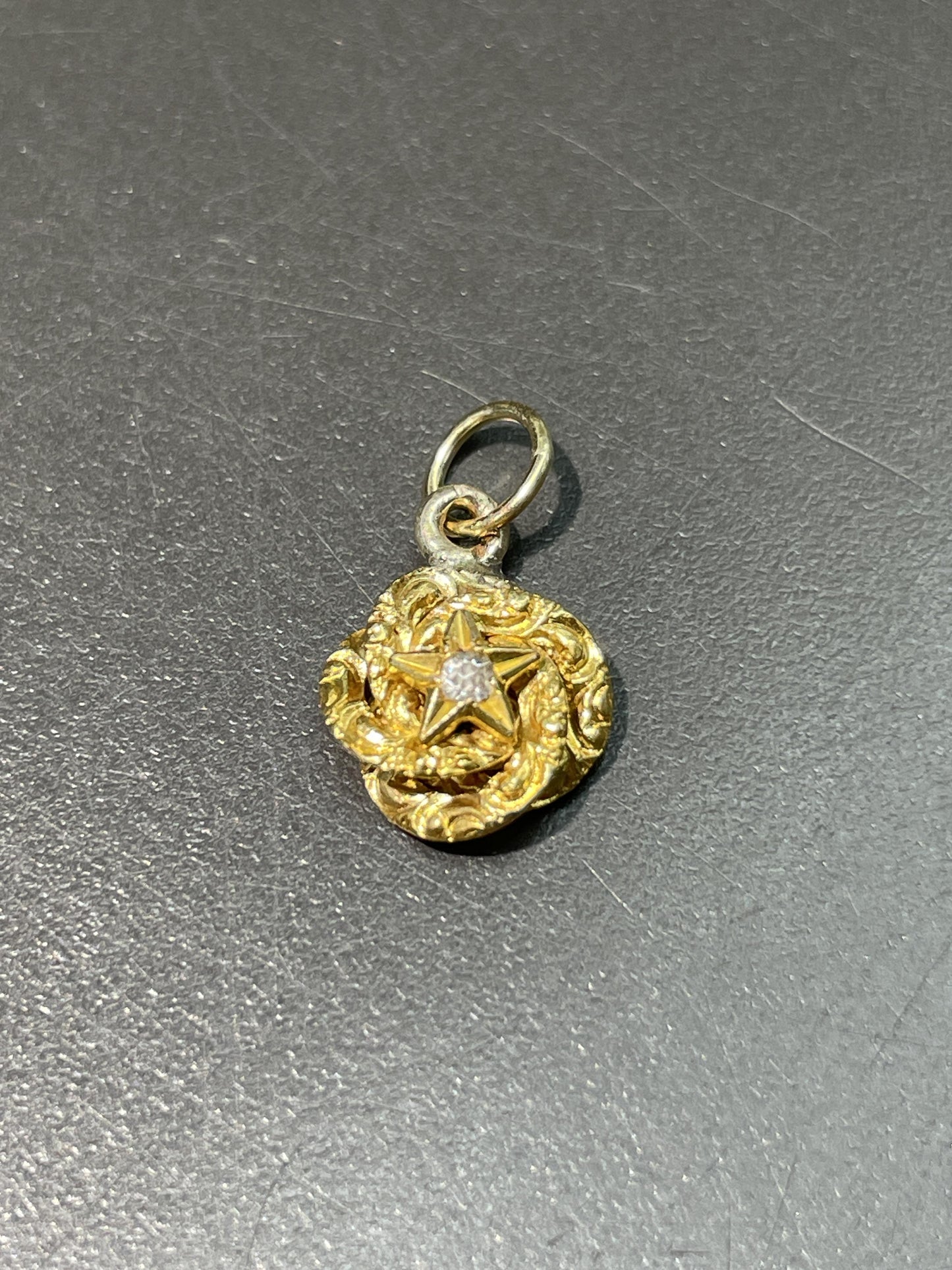 Antique 14K Gold Love Diamond Knot Star Charm