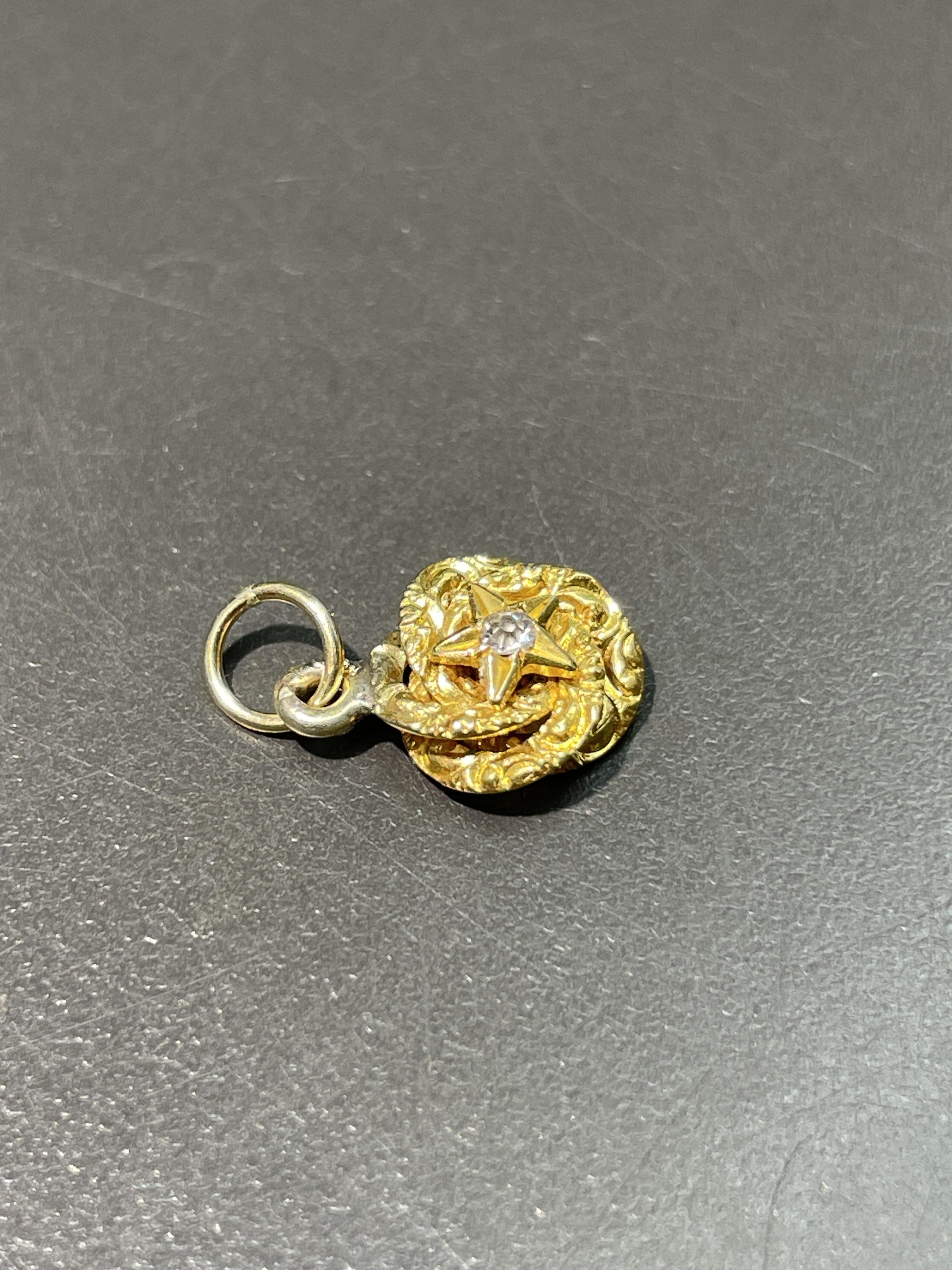 Antique 14K Gold Love Diamond Knot Star Charm