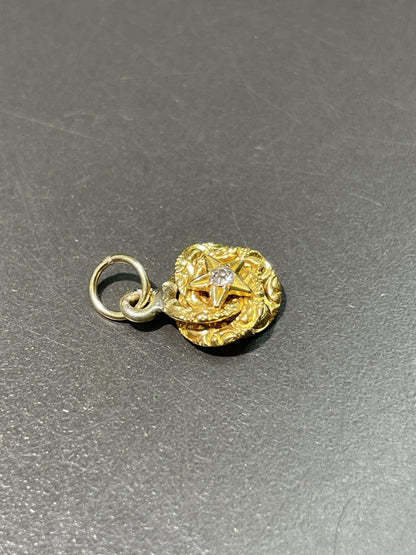 Antique 14K Gold Love Diamond Knot Star Charm