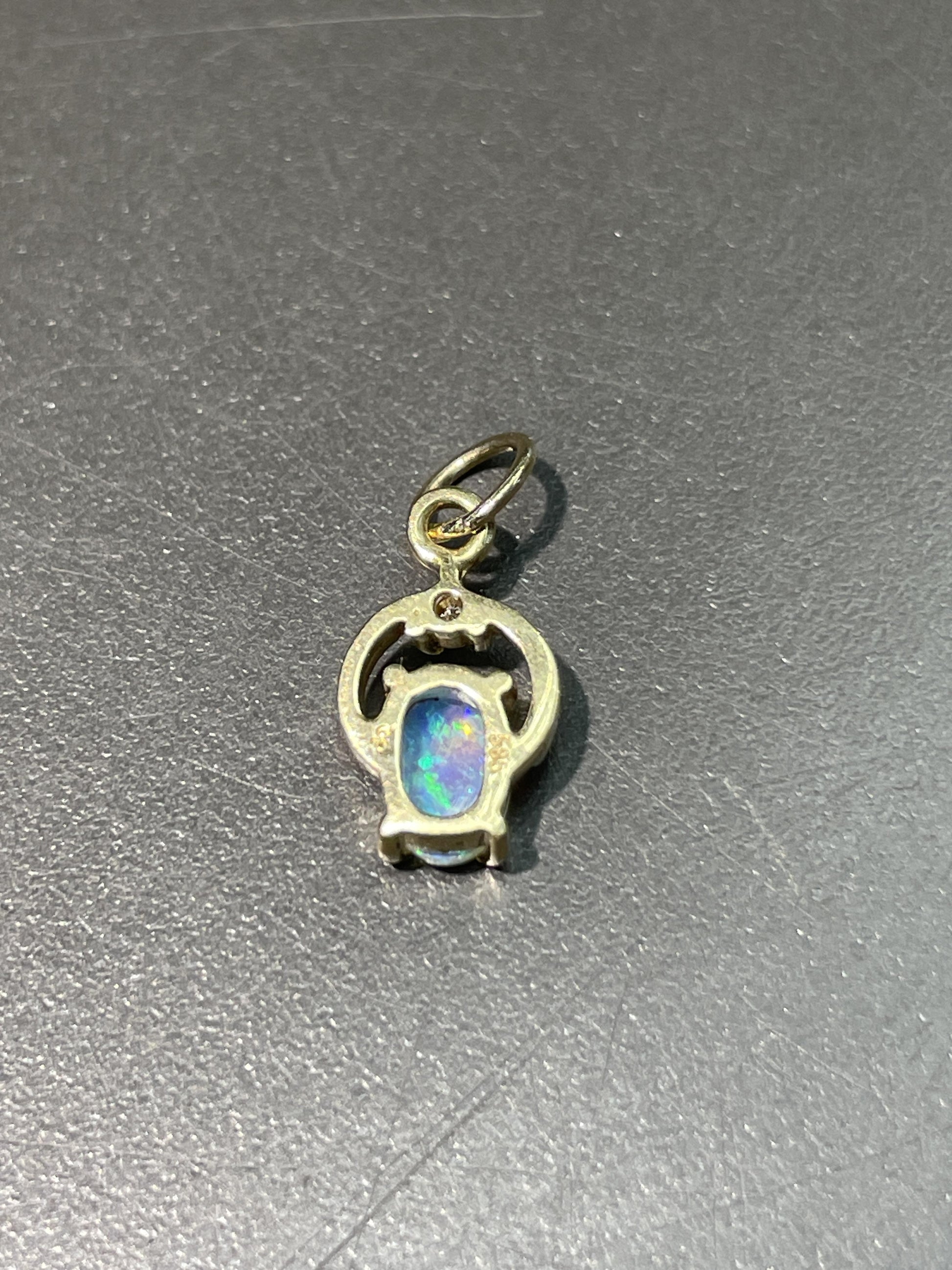 Vintage 14K Gold Opal Diamond Charm