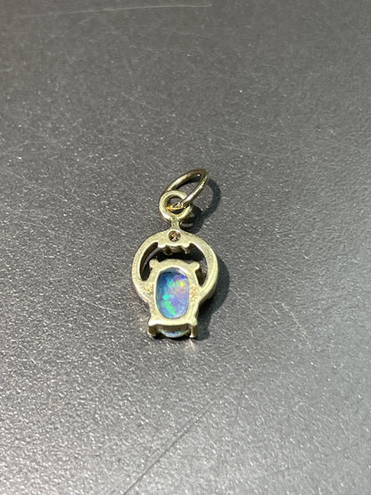 Vintage 14K Gold Opal Diamond Charm